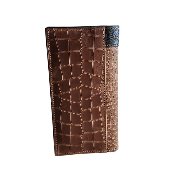Ranger Belt Co Rodeo Wallet Western Tooled Leather Concho Exotic Print Tan - Picture 2 of 8